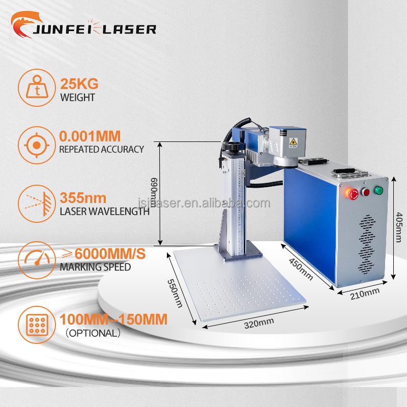 JUNFEI Autofocus INNO GAINLASER UV Laser Marking Machines 3W 5W 10W 3D Engraving for Glass Crystal Jewelry Bottles Fabric