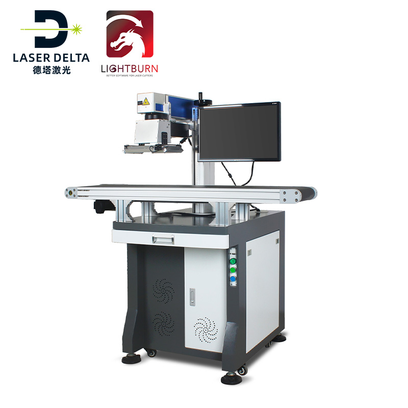 CCD Visual Positioning Fiber Laser Marking Machine with Conveyor Belt for Small/Poorly Placed Products for Line Marking