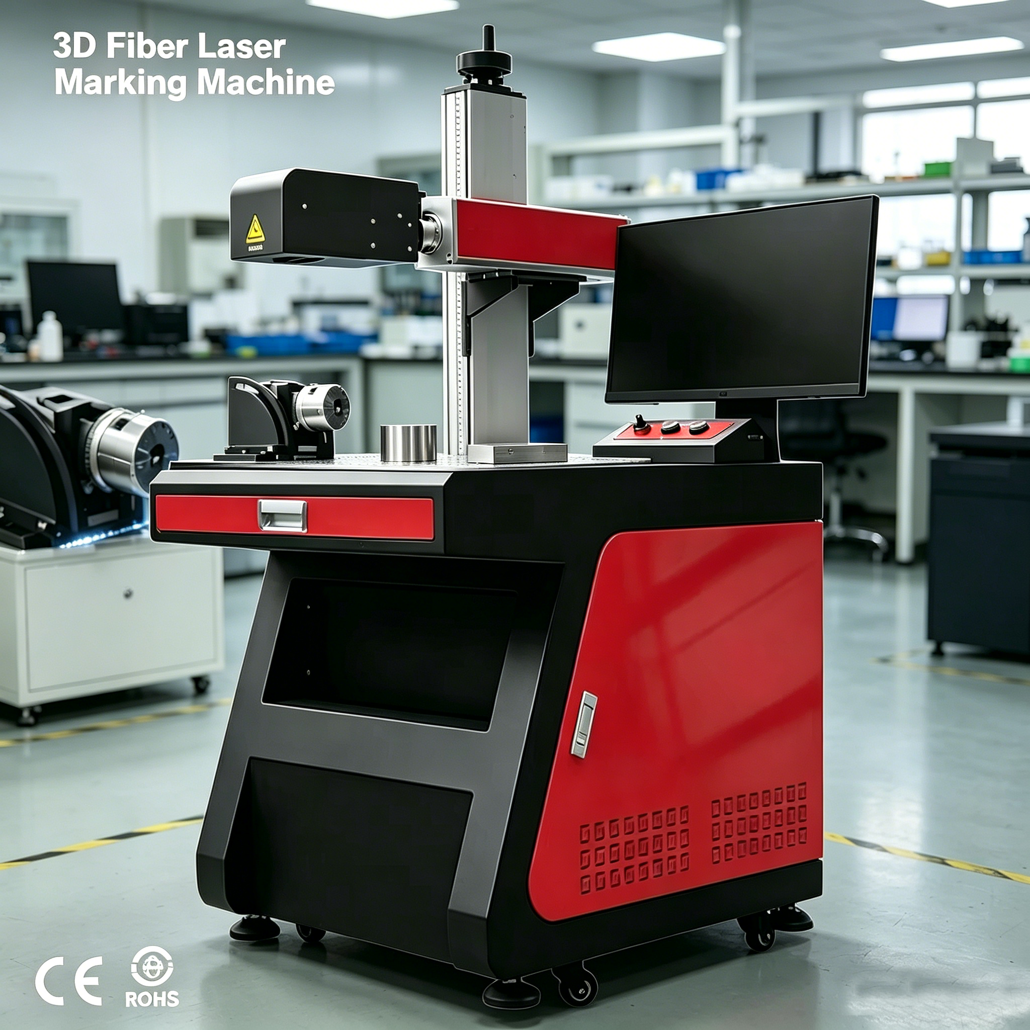 Fiber Laser Marking Machine 100W 200W 300W JPT MOPA M7 3D Galvo Scanner Color Engraving Deep Marking Metal Stainless Steel