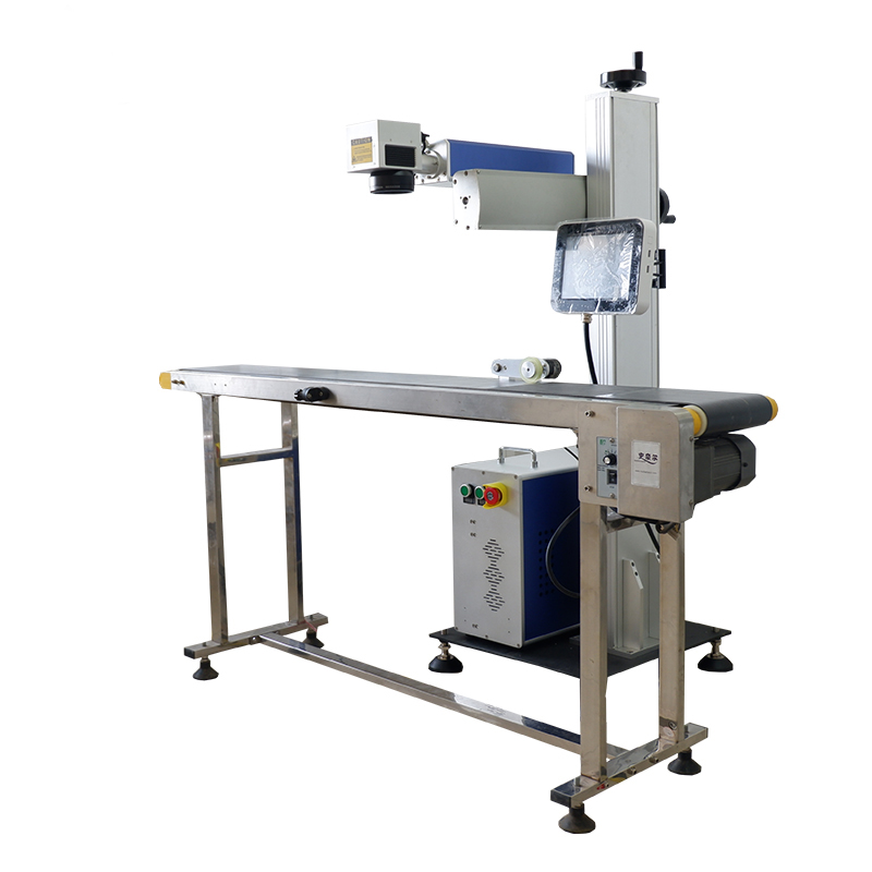 High Speed Online 30w 60w Co2 Flying Laser Marking Date Coding Machine with Support Tablet Encoder and Fiber Sensor