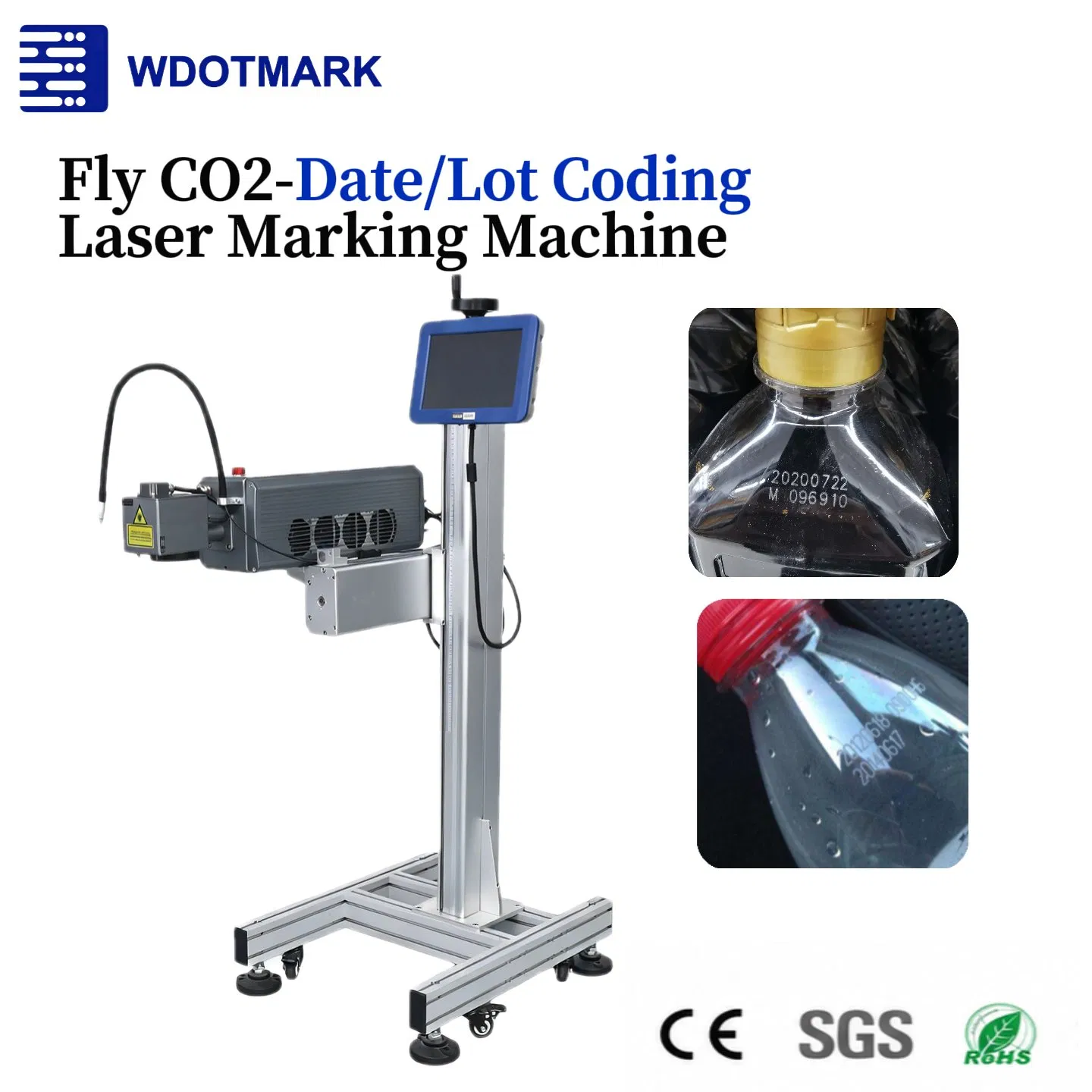 High Speed Save Cost 110X110mm 30W Fly CO2 Laser Marking Machine for MFG Dom Batch No Meas Mod ISO on Plastic Paper Bamboo MDF