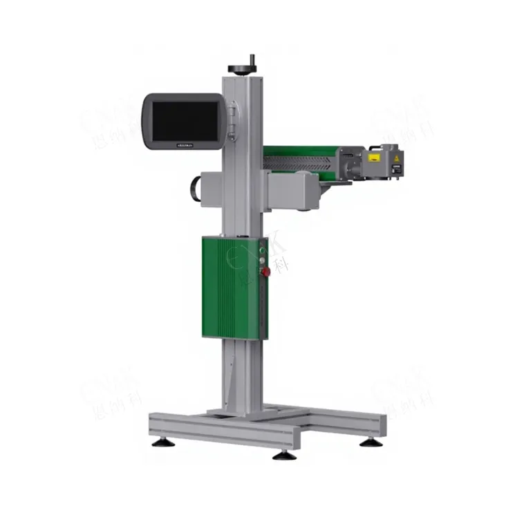 High Speed Stock Ready Industrial Carbon Dioxide CO2 Laser Marking Machine for Plastic Glass Metal Bottles Cans Bags Cosmetics Food Beverage Permanent Marking
