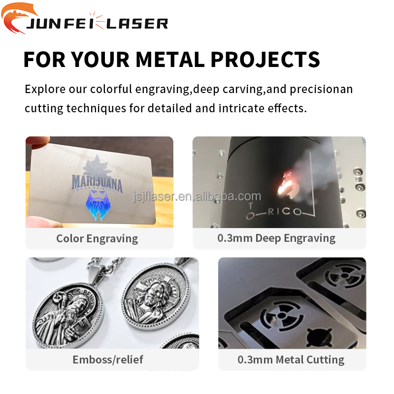 JUNFEI China Manufacturer 20W Fiber Laser Engraver CNC Air-Cooled Laser Engraving Machine Stone Rubber Wood Plywood MDF AI