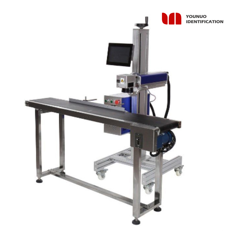 30w 50w Desktop Automatic Visual Positioning Fiber Laser Marking Machine With Conveyor Belt