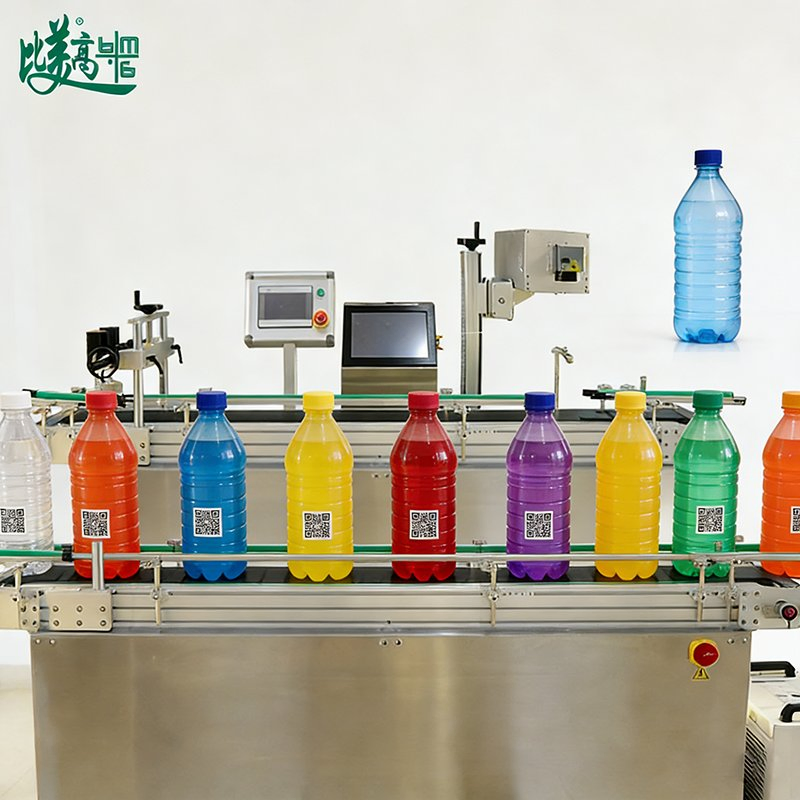 Automatic Glass Bottle Singulation Conveyor &amp; UV/CO2 Laser Marking Integrated System