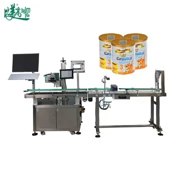 Fully Automatic Industrial Laser Marking Machines Integrated Coding System for Multi-Size Production Milk Powder Cans