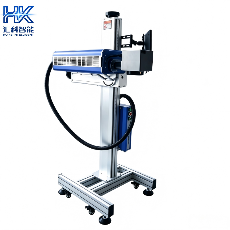 Huike High Speed Flying Fiber UV CO2 Laser Marking Machine Online Automatic Laser Engravers for Assembly Line Production
