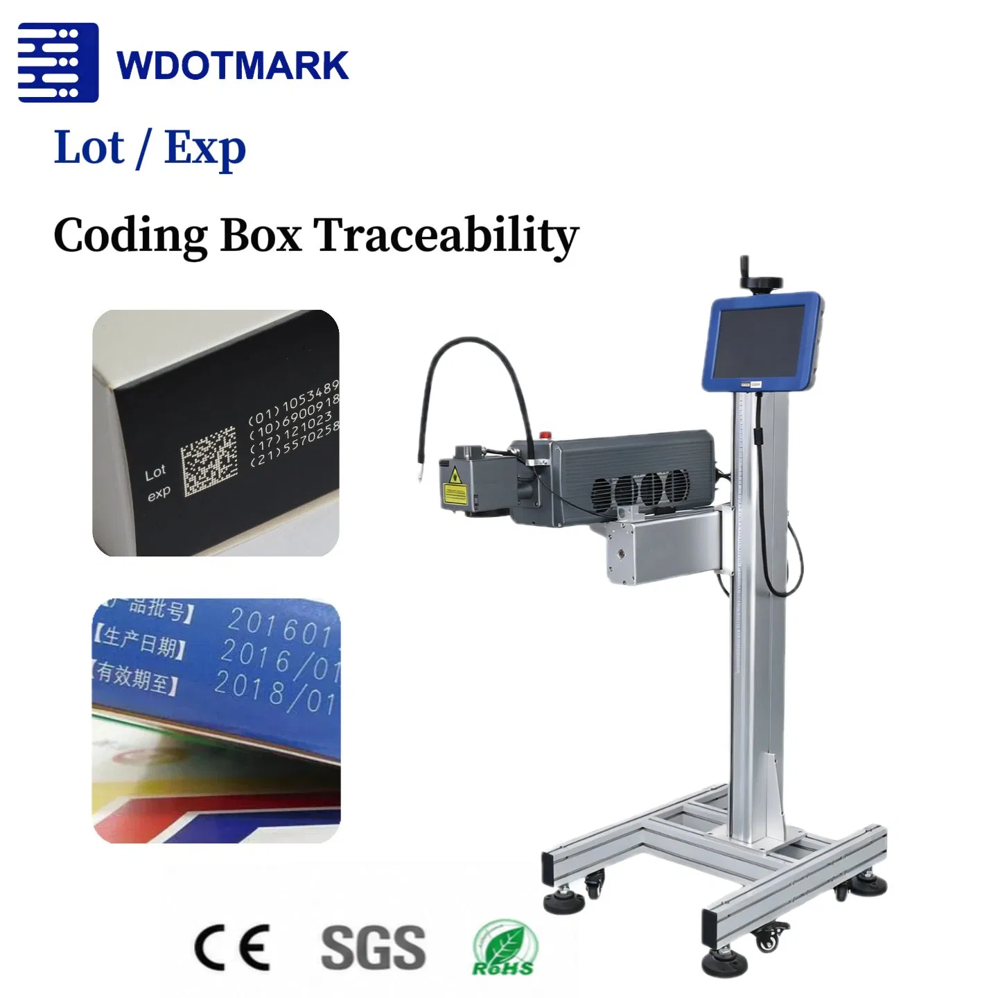 High Speed Save Cost 110X110mm 30W Fly CO2 Laser Marking Machine for MFG Dom Batch No Meas Mod ISO on Plastic Paper Bamboo MDF