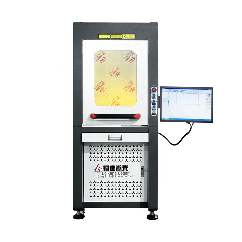 Enclosed 100W Fiber Laser Marking Machine Vision Camera System Automatic Laser Marking Machine Metal Laser Marking Equipment