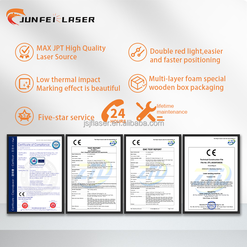 JUNFEI CE Fully Enclosed 1064nm Fiber Laser Marking Machine 20W/30W/50W/100W EZCAD Control Metal/Pcb Parts Industry AI/DWG/DST