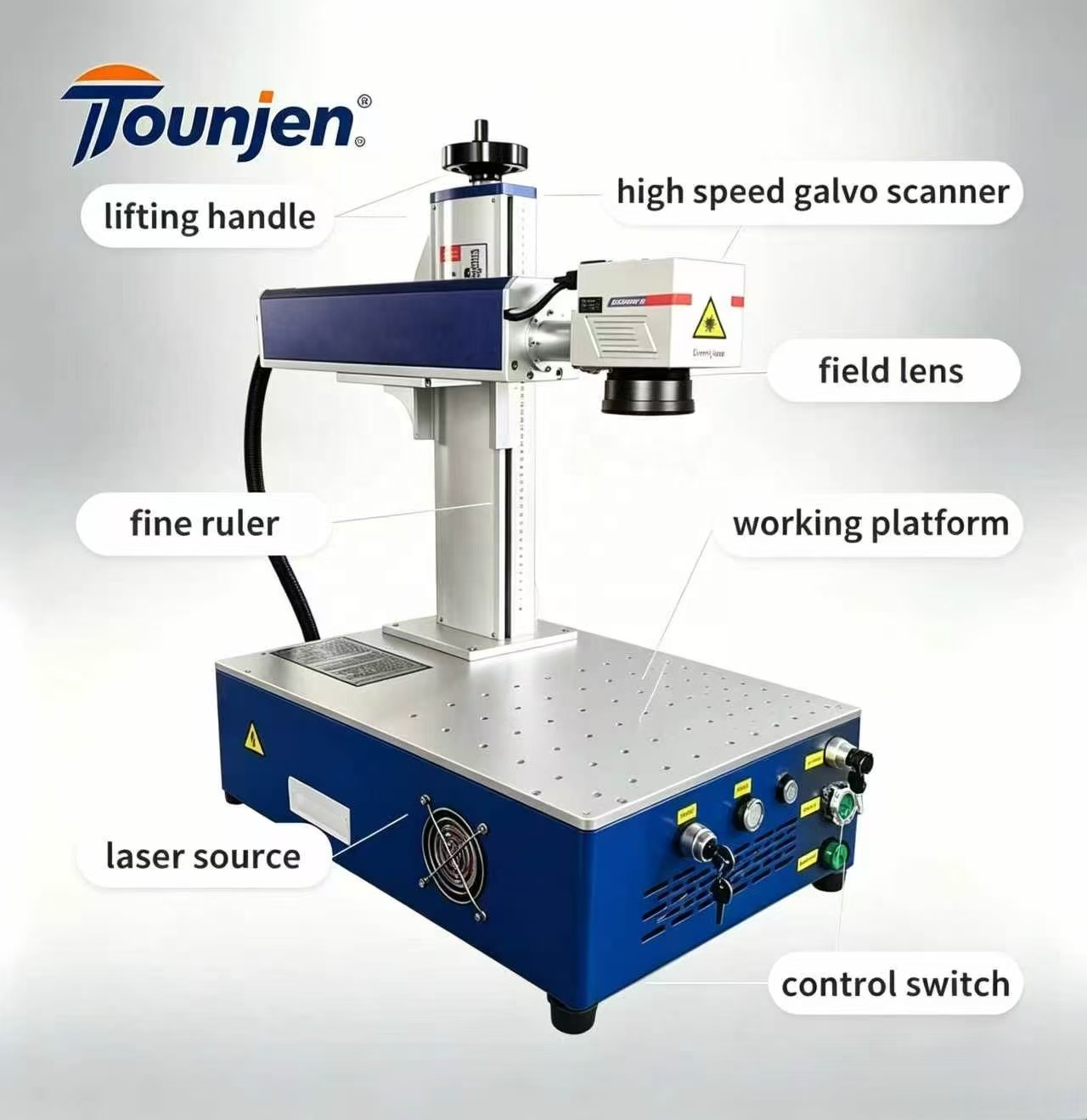 Desktop and Portable 20W 30W 50W 60W 100W RAYCUS Laser Fiber Marking Machines for Engraving Metal ID Cards