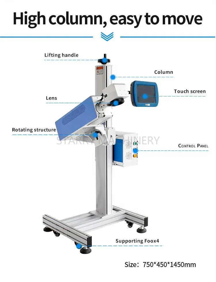 Fiber Fly Laser Marking Machine Date Coding Machine 20W 30W 50W Online Laser Printer