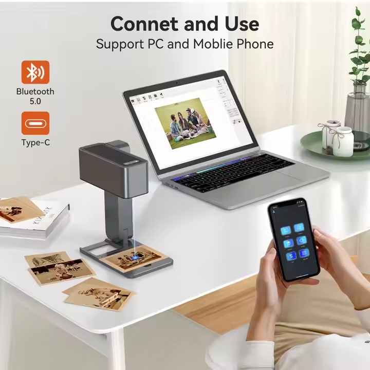 Pocket4 Mini DIY Laser Engraver 5W Diode APP-Controlled Portable Foldable Logo Marking Printer Cardboard & Wood