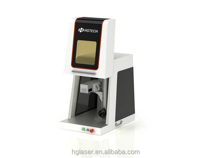 HGTECH Hot Sell 10W 20W 30W 50W Mini Desktop Fiber Laser Marking Machine for Metal