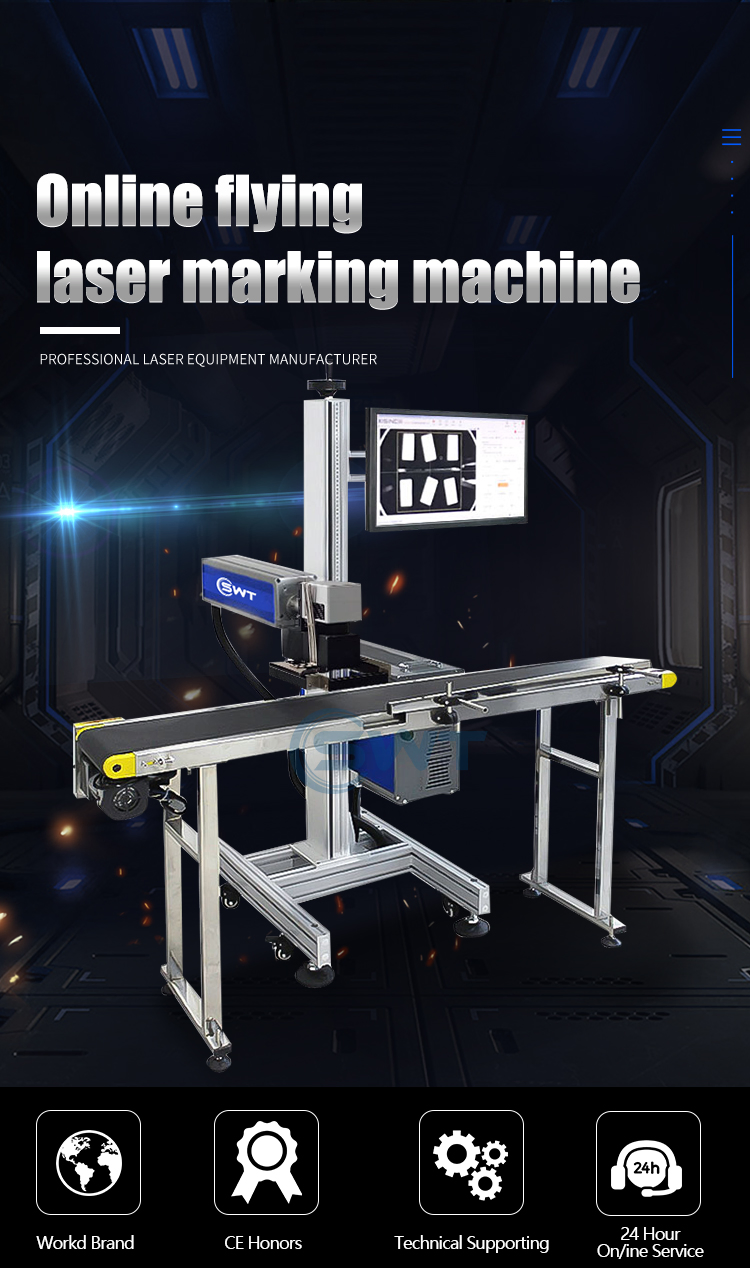 100W Production Expiry Date Flying Laser Marking Printing and Coding Machine for Beverage Label Drinking Wine Bottle Cap Online Printer