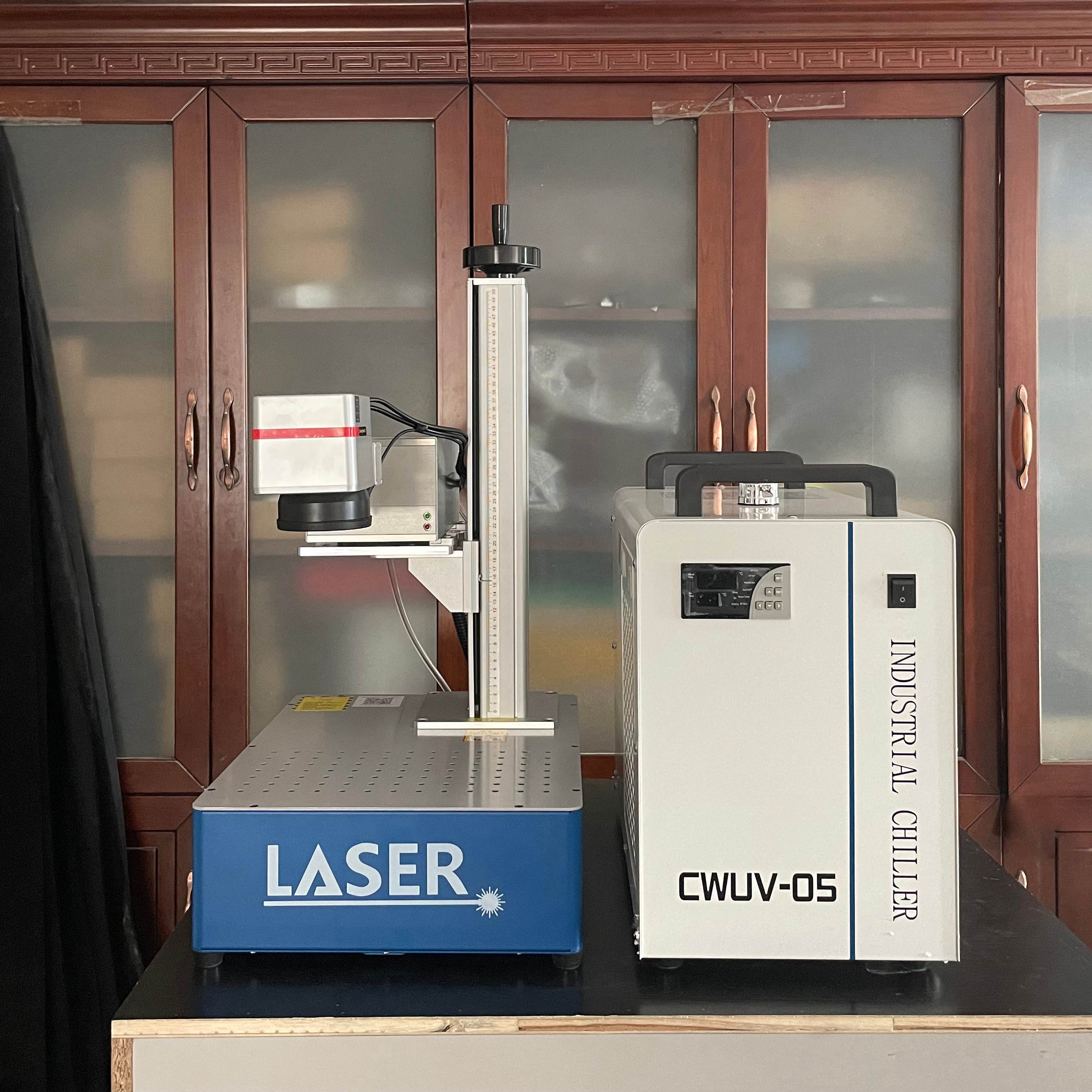 Portable 3W 5W 10W JPT UV Laser Engraver Water Cooled Marking Machine with Rotary for Glass Bottles DXF LightBurn