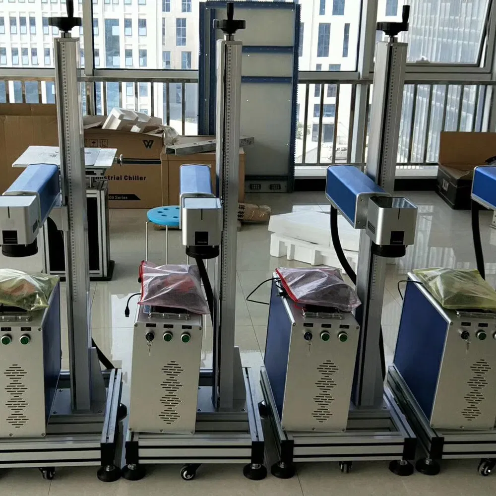 High Speed Online Flying Fiber Laser Marking Machine 30W 50W 60W 100W