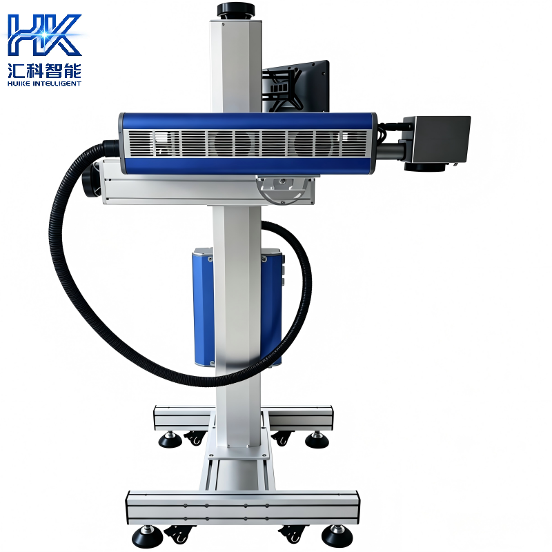 Huike High Speed Flying Fiber UV CO2 Laser Marking Machine Online Automatic Laser Engravers for Assembly Line Production