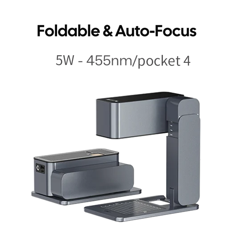 Pocket4 Mini DIY Laser Engraver 5W Diode APP-Controlled Portable Foldable Logo Marking Printer Cardboard & Wood