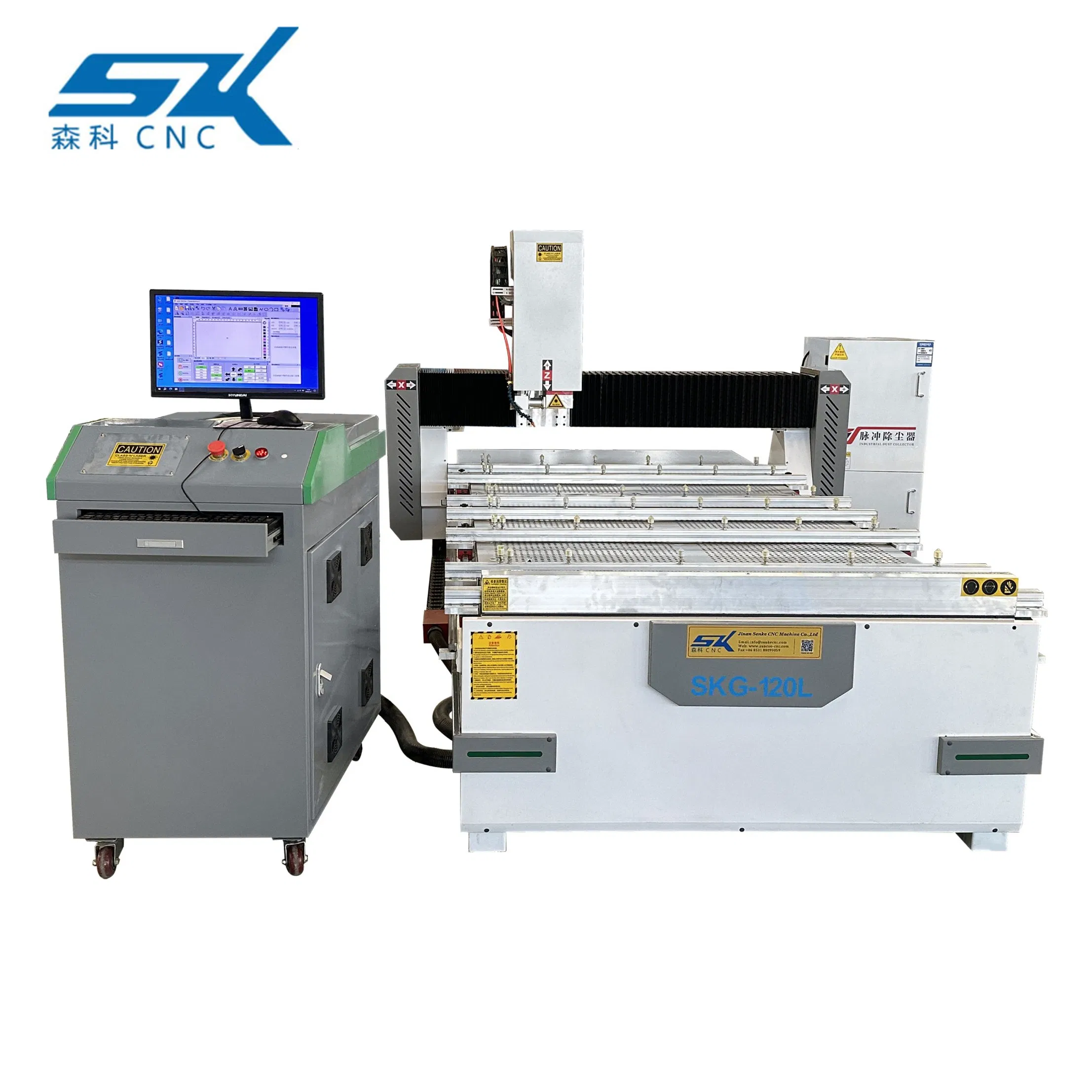 High Speed Large Area CNC Glass Fiber Laser Coat Removing Sandblasting Engraving Marking Machine for Mirror