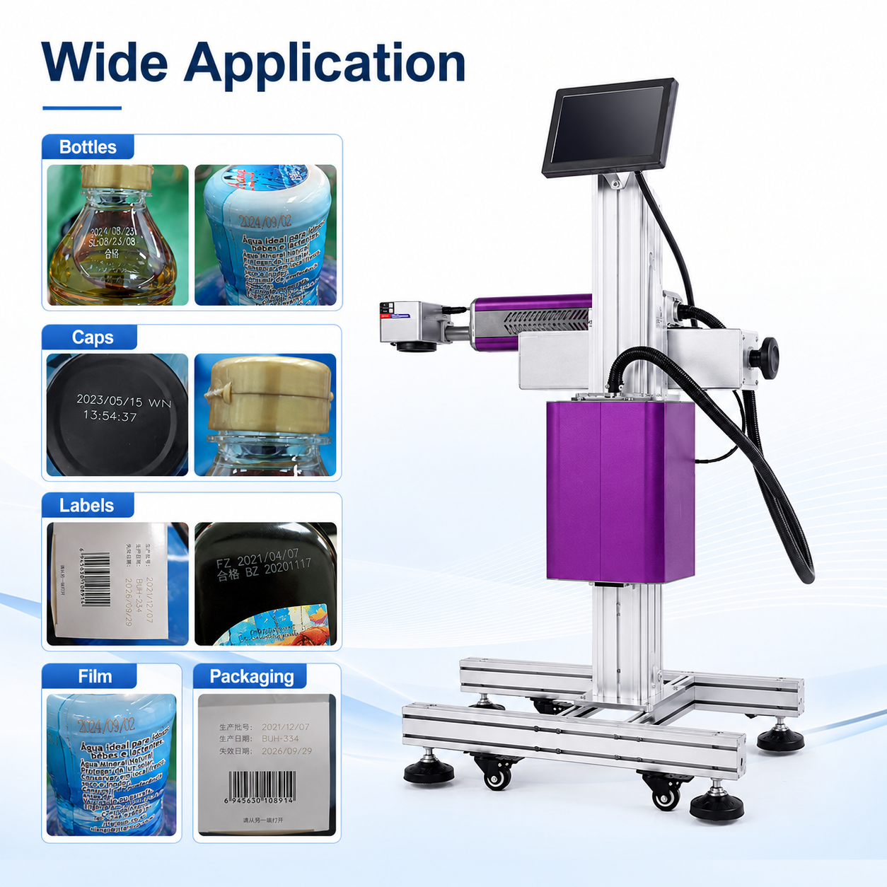 150m/min Online Flying CO2 Laser Marking Machine High Speed Automatic Laser Coder for Production Line Bottle Carton Packaging