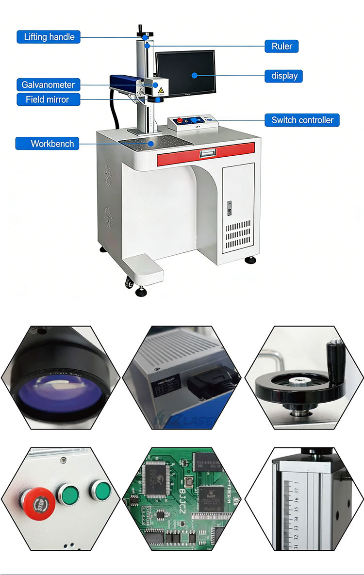 Desktop Visual Positioning System Flying Conveyor Belt Fiber Optic Ultraviolet Laser Marking Machine 5W 10W