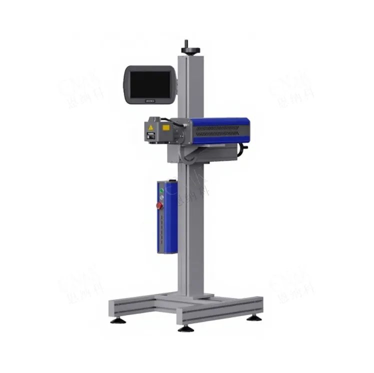 High Speed Stock Ready Industrial Carbon Dioxide CO2 Laser Marking Machine for Plastic Glass Metal Bottles Cans Bags Cosmetics Food Beverage Permanent Marking