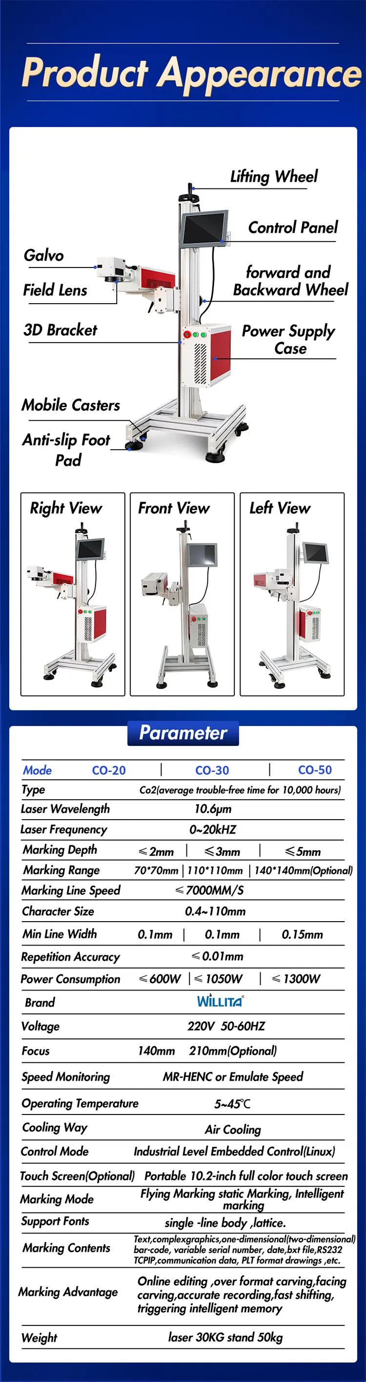 High Speed Durable Automation Factory Price Phone Cell 50W Laser Marking Machine