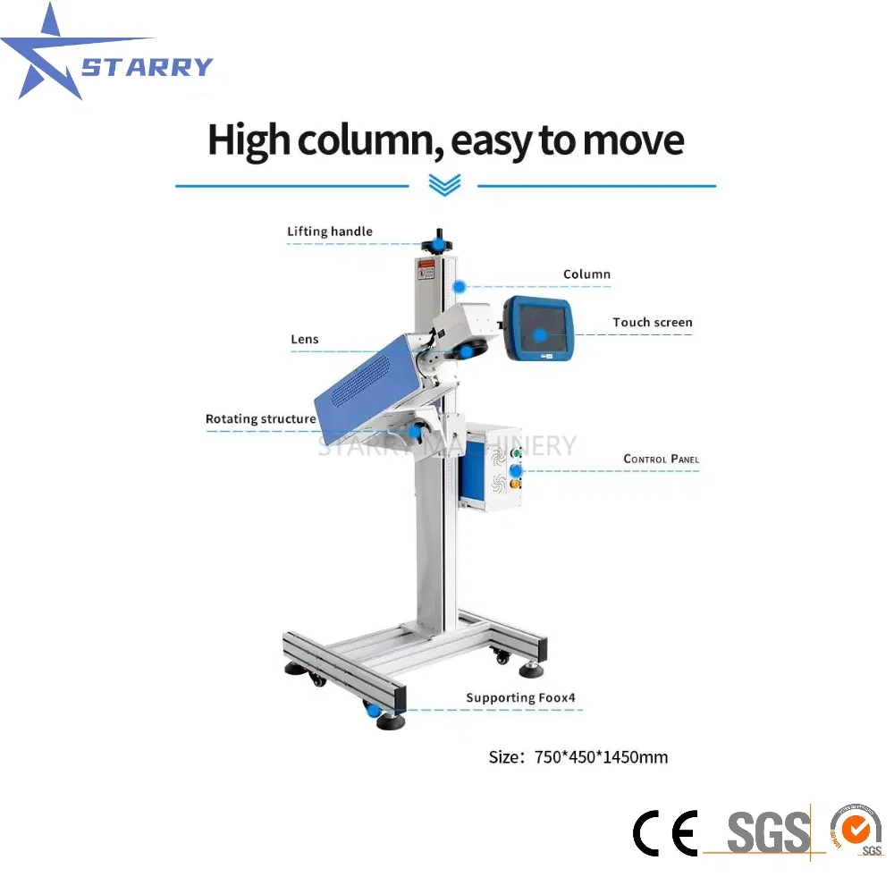 Fiber Fly Laser Marking Machine Date Coding Machine 20W 30W 50W Online Laser Printer