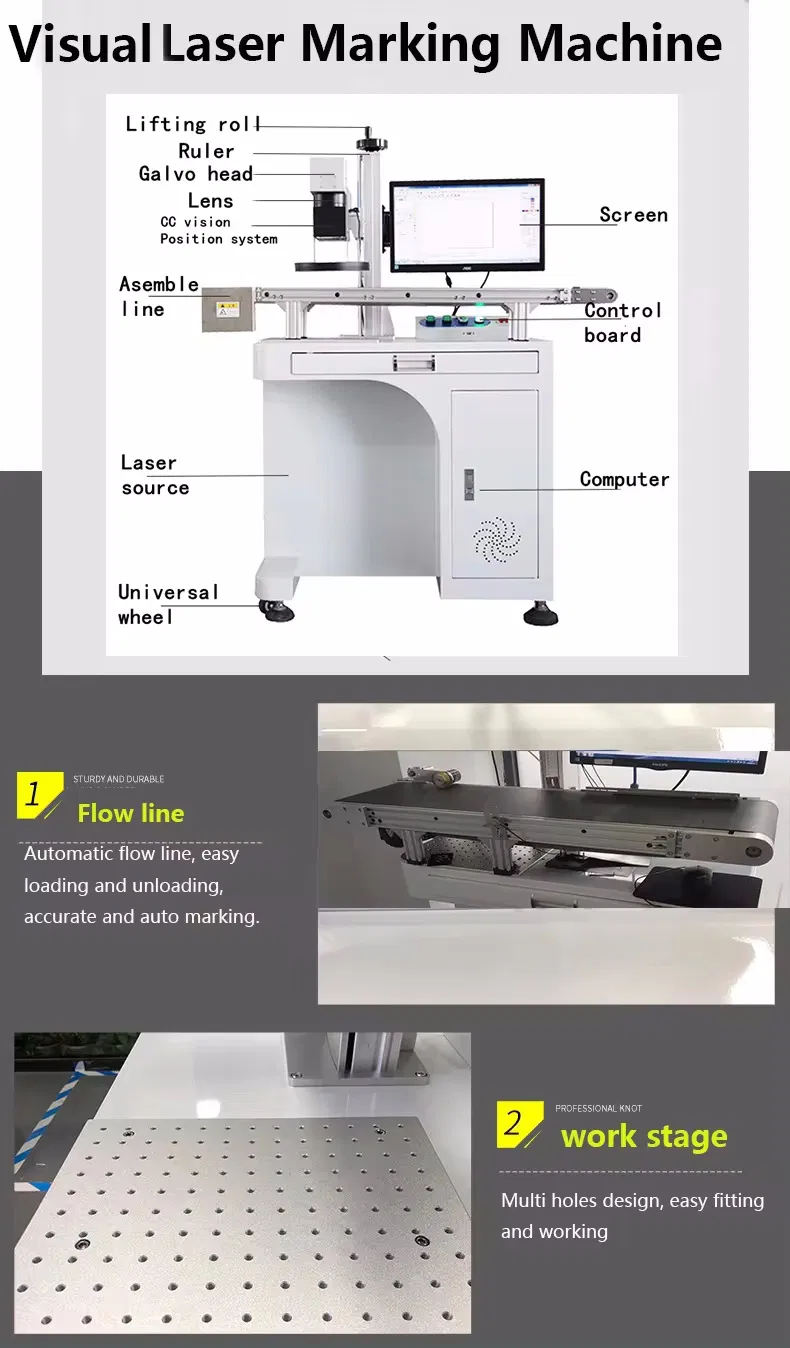 Online Fly Laser Marking Machine Laser Coding Machine Laser Printer with Conveyor Belt for Pipe