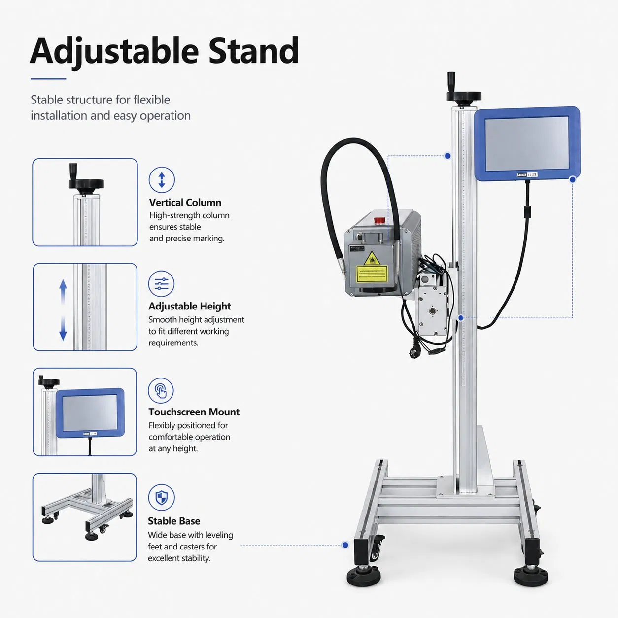 High Speed Save Cost 110X110mm 30W Fly CO2 Laser Marking Machine for MFG Dom Batch No Meas Mod ISO on Plastic Paper Bamboo MDF