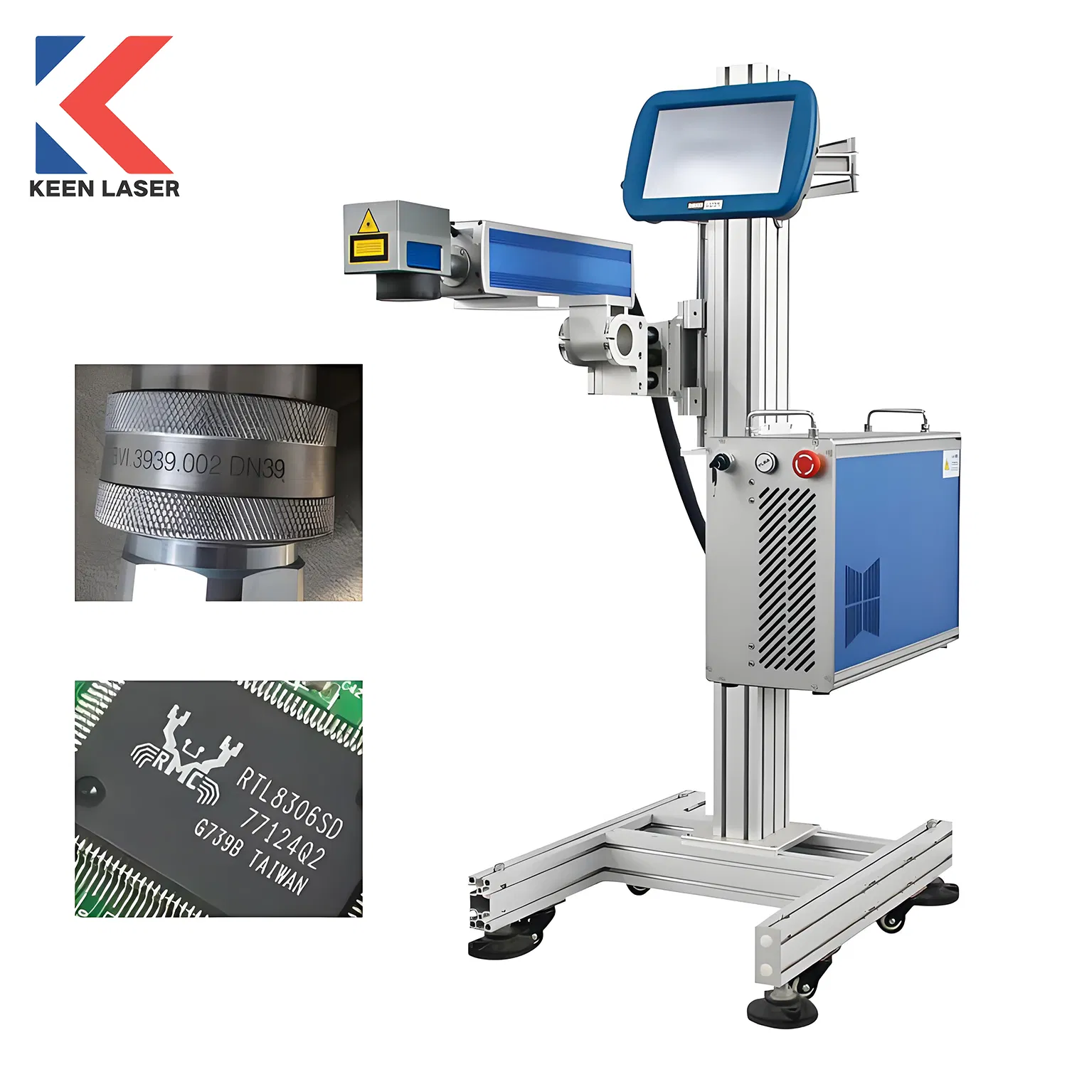 Industrial Marker Mini Air-Cooled Fiber Optic Flying Type High Speed Printer 30W Packaging Printing Electronics Plastic Bottle Laser Engraving Marking Machine