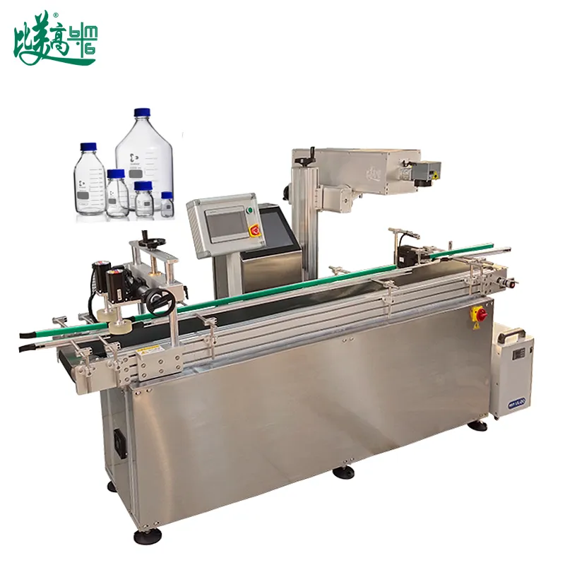 Automatic Glass Bottle Singulation Conveyor & UV Laser Marking Integrated System