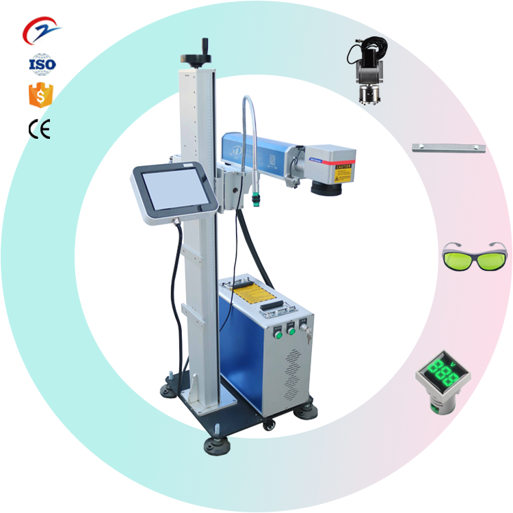 20W 30W 50W PET Bottles PVC Pipes Cable Online Flying Fiber Laser Marking Printer Machine
