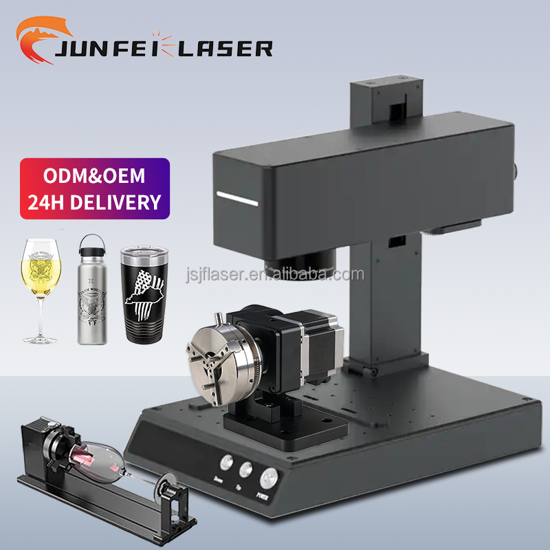 JUNFEI Portable Mini UV/Fiber Laser Marking Machine with DXF/PLT Support 20-50W Power for Metal &amp; Plastic Engraving