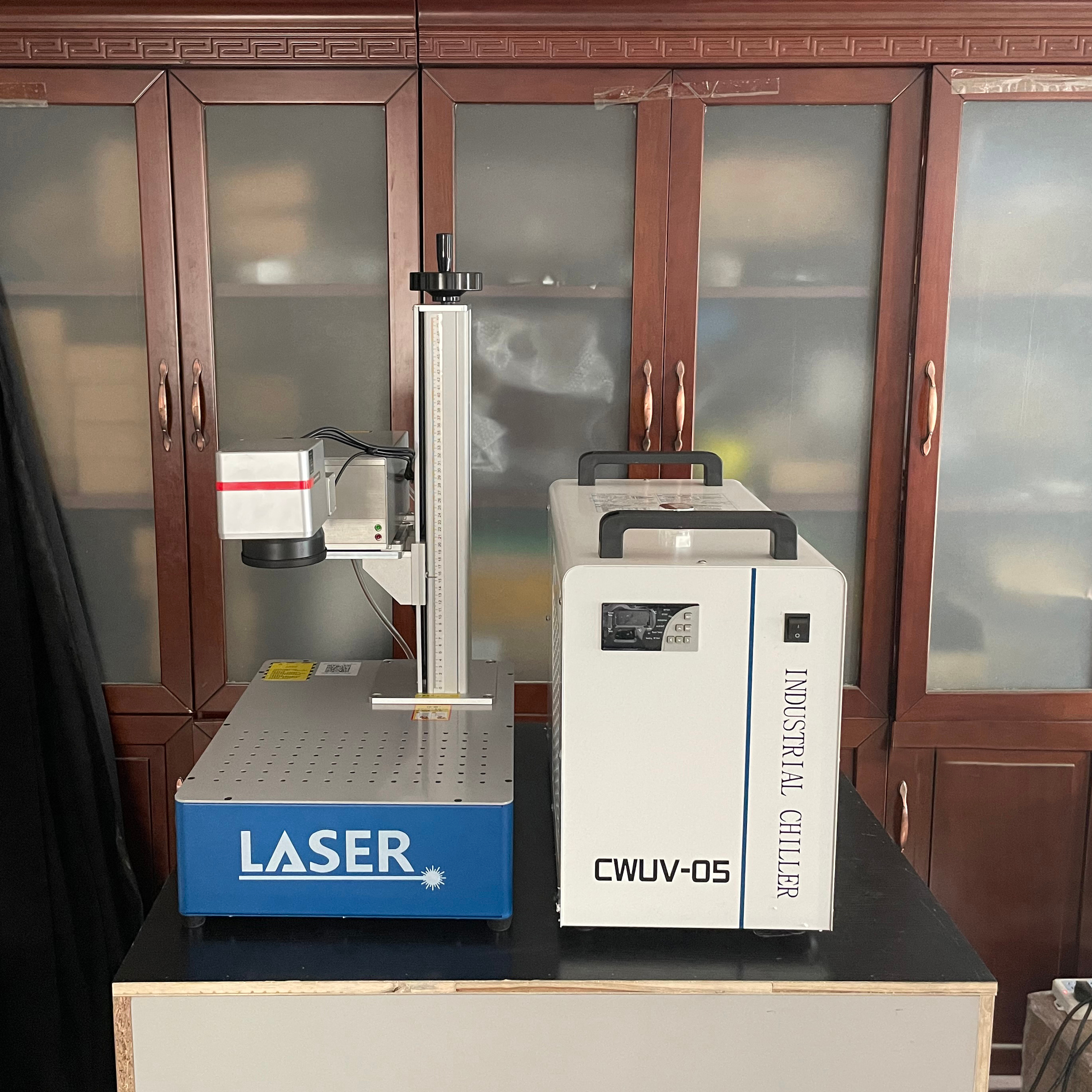 Portable 3W 5W 10W JPT UV Laser Engraver Water Cooled Marking Machine with Rotary for Glass Bottles DXF LightBurn