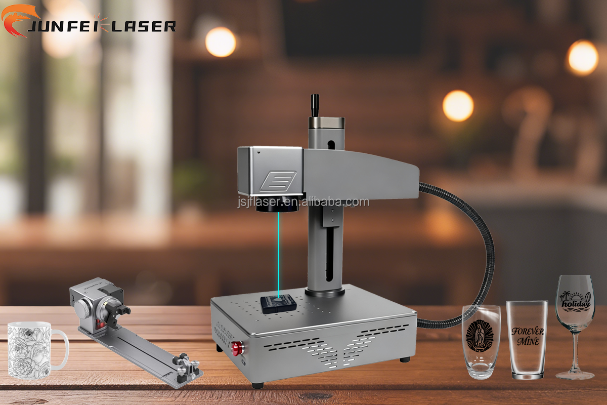 JUNFEI China Manufacturer 20W Fiber Laser Engraver CNC Air-Cooled Laser Engraving Machine Stone Rubber Wood Plywood MDF AI