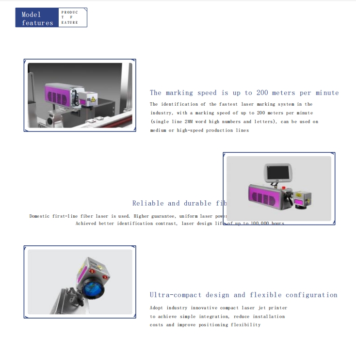 Production Line Flying 20W CO2 Laser Marking Machine Expiry Date Batch Code Laser Printer for Plastic Bags Cable Wire PET Bottle