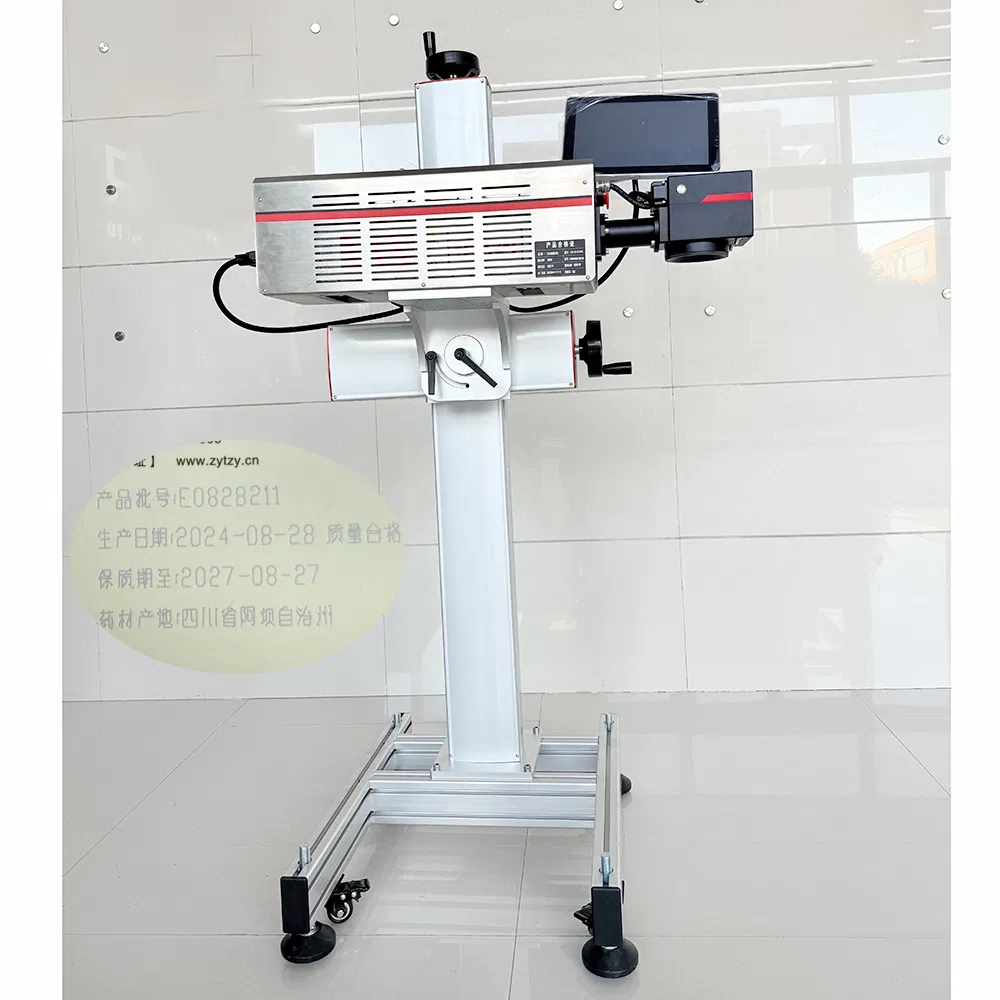 Automatic Online CO2 Laser Coding Machine Expired Date Water Beverege Production Food Wine Industrial Use High Speed Flying Mark
