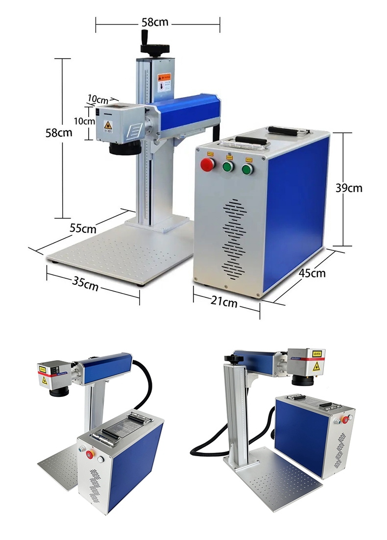RAYCUS 50W-100W MOPA Fiber Laser Marking Machine New Air Cooling 0.01mm Accuracy 1000-3000mm/s Speed Portable Desktop Metal