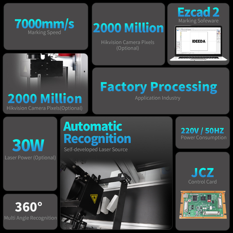 Fiber CCD Visual Laser Marking Machine Automatic Recognition Automatic Positioning Marking Position Engraving Production Line