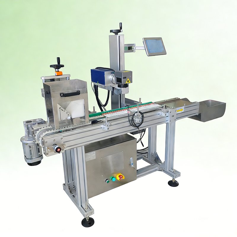 Automatic Vibratory Bowl Feeding &amp; UV Laser Marking System for Eyebrow Pencil Traceability
