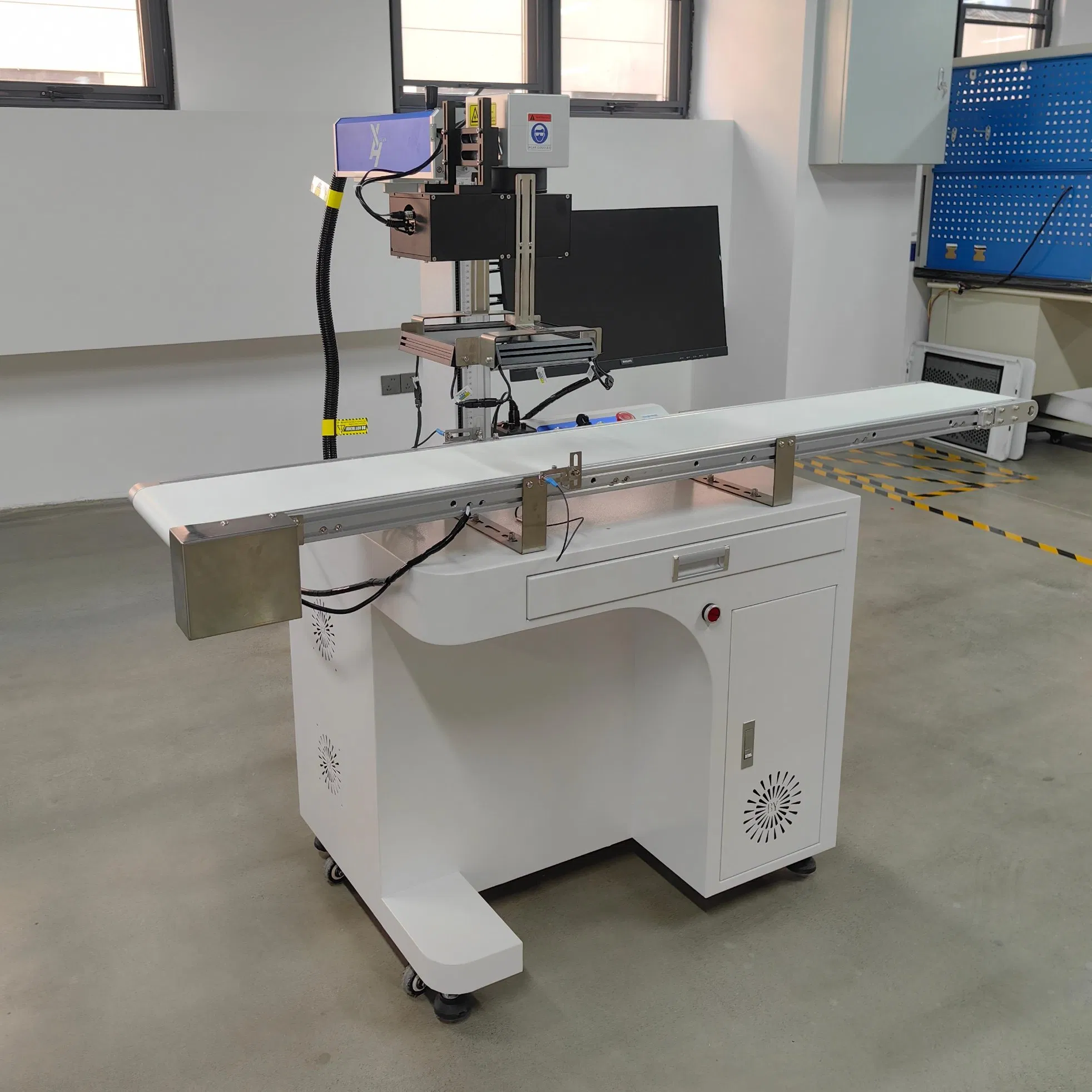 Online Fly Laser Marking Machine Laser Coding Machine Laser Printer with Conveyor Belt for Pipe