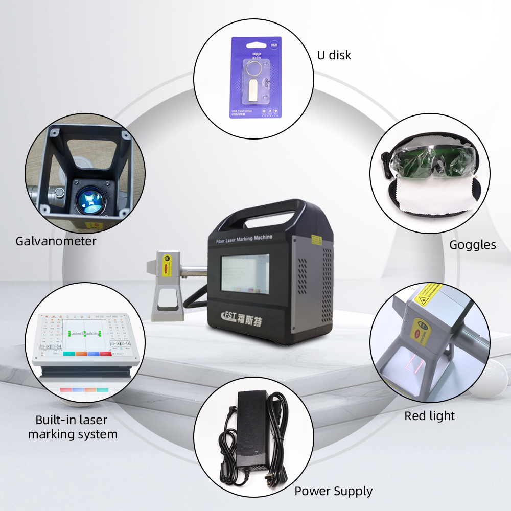 30W Industrial Fiber Laser Marking Machine Portable Handheld Design Rotary Axis Equipped Factory Supply Engineering Plastic