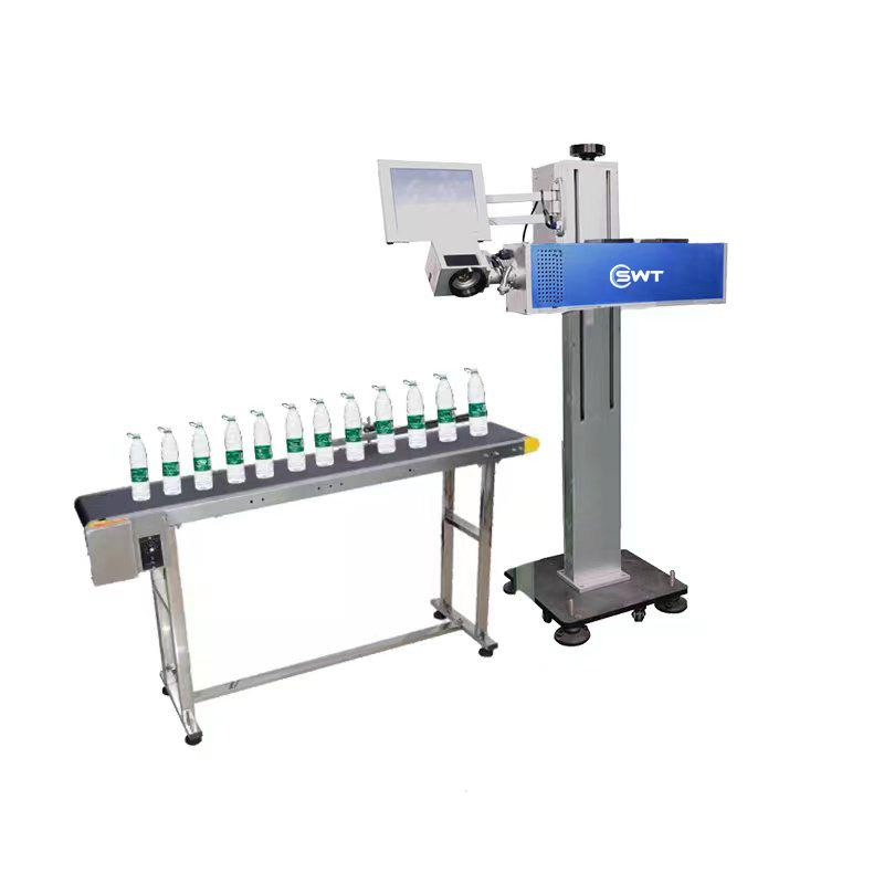 100W Production Expiry Date Flying Laser Marking Printing and Coding Machine for Beverage Label Drinking Wine Bottle Cap Online Printer