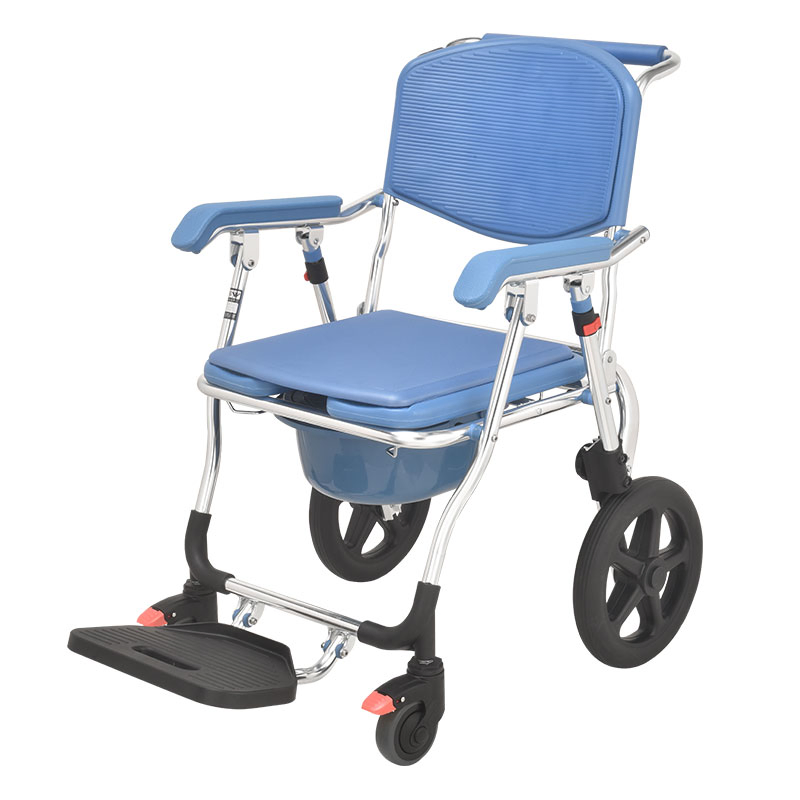 Waterproof Aluminum Lightweight Commode Manual Wheel Chair with Comfortable EVA Seat