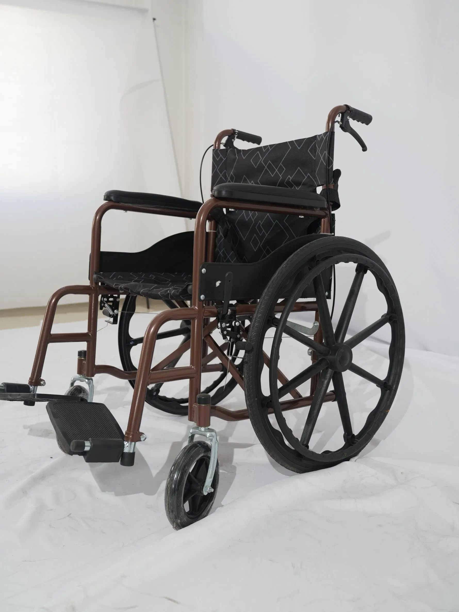Lightweight Comfortable Foldable Steel Manual Wheelchair for Disabled Elderly