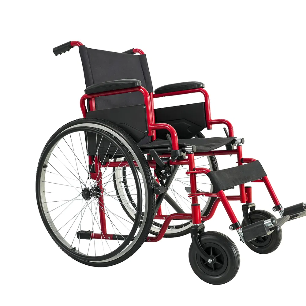 Heavy Duty Steel Manual Wheel Chair for Elders, Flip-up Armrest &amp; Detachable Legrest
