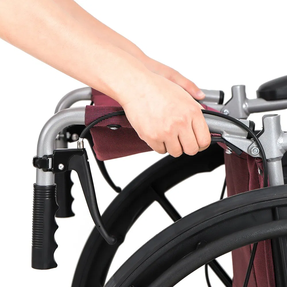 Ksm-203 Safe and Portable Transfer Wheelchairs Comfortable All Terrain Manual Wheelchair 18" Seat Width for Elderly