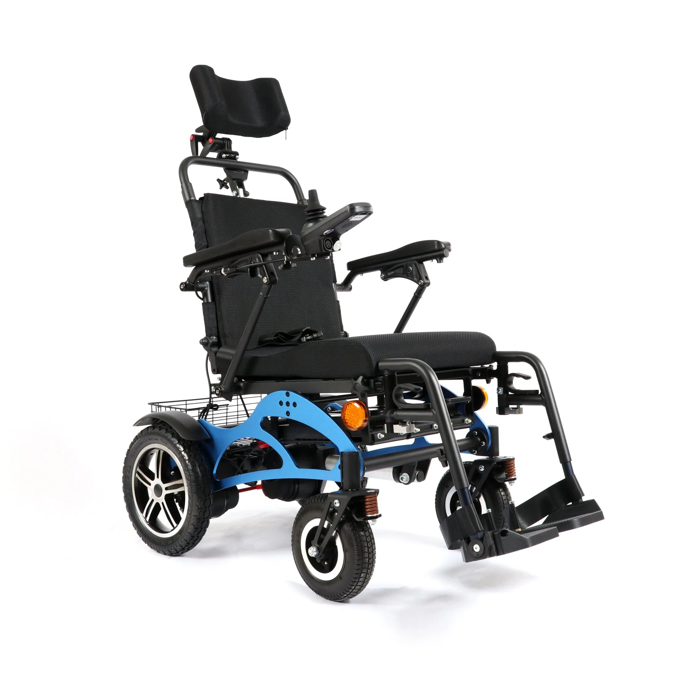 Heavy Duty Multifunction Backrest Reclining Aluminum Folding Electric Tilt-in-Space Wheelchair